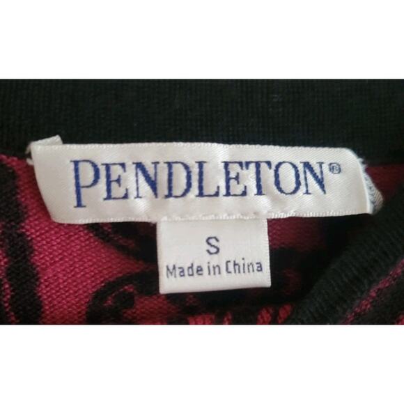 Pendleton Cardigan And Tanktop Coord 100 % Merino Wool Pink And Black Size S - Picture 5 of 9